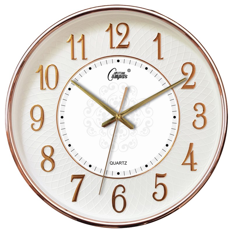 康巴丝1英寸挂钟客厅2023年创意潮流静音钟表自动对时圆形电波钟