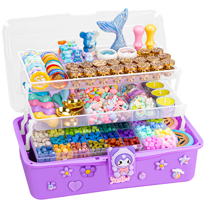 火漆印章装全咕卡奶油胶女孩儿童DIY蜡粒章头星果器机气