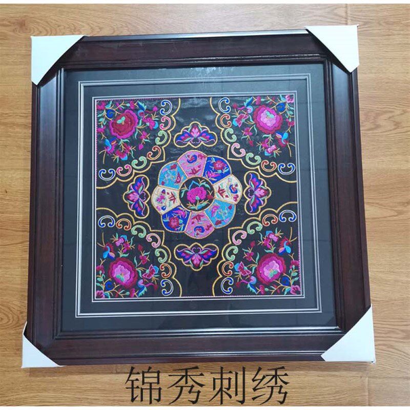 刺绣装饰画装饰挂画玄关机绣刺绣民族壁画