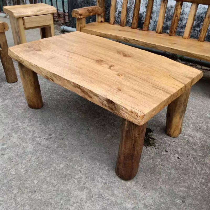 原生态实木沙发茶几樟木家具客厅接待三人小户型原木简约整装