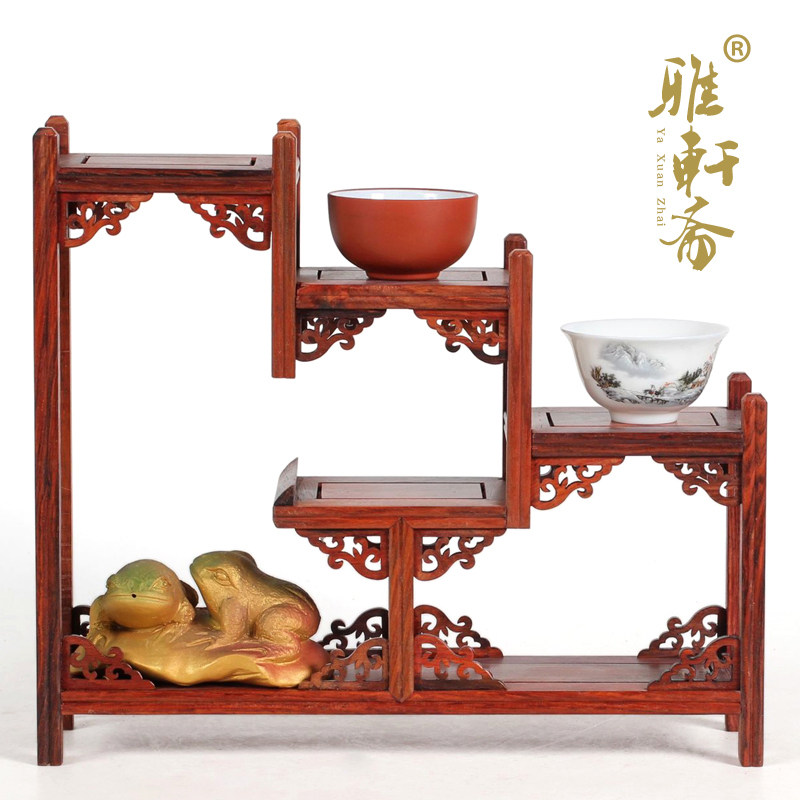 雅轩斋红木明清仿古家具底座茶壶架老酸枝实木雕现代博古架多宝阁