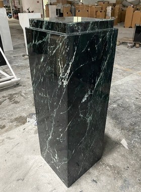 天然大花绿大理石底座酒店别墅客厅装饰柱奢石摆件底座台高端定制