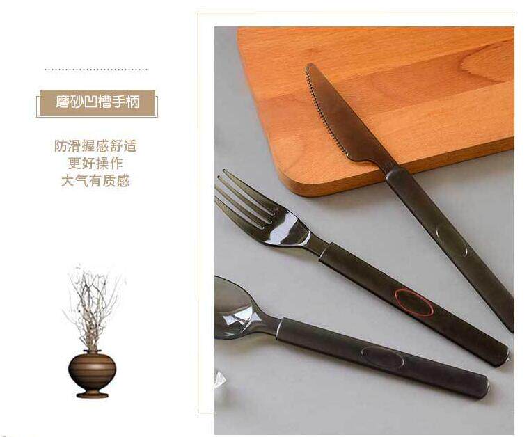一次性塑料西餐刀叉透明加厚叉子餐具独立磨砂创意长柄勺子100只