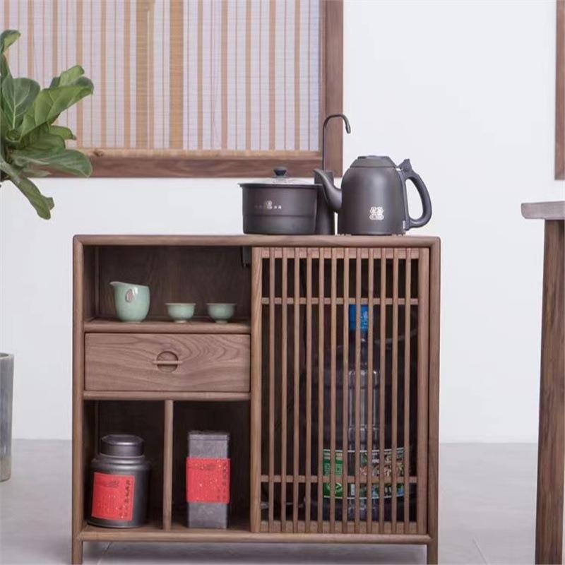 木质茶台 新中式榆木家具餐边柜办公室烧水柜茶台茶柜 茶水柜实木