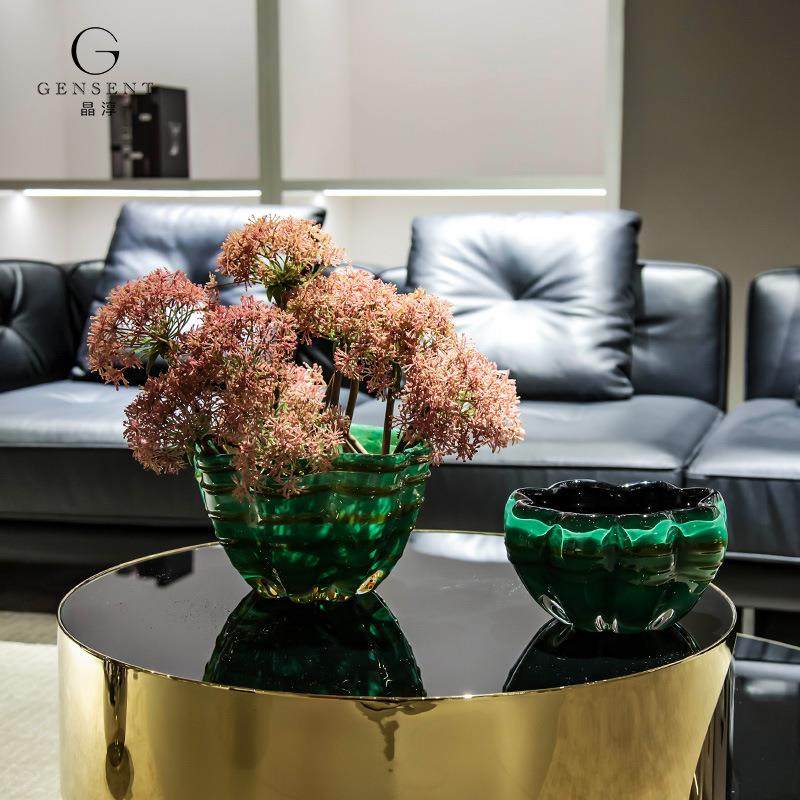 晶淳 轻奢高颜值绿色洒金玻璃装饰大果盘 客厅茶几摆水果糖果收纳,鲜花速递/花卉仿真/绿植园艺,割草机/草坪机,淘宝优惠券,粉丝福利购,淘宝优惠卷