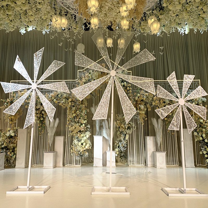 婚庆道具电动旋转风车路引结婚礼舞台铁艺转动摩天轮架子场景装饰