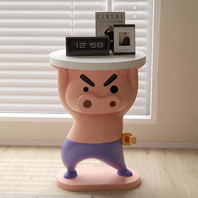 卡通肥嘟嘟左卫门客厅沙发旁边落地边几角几可移动装饰床头柜摆件