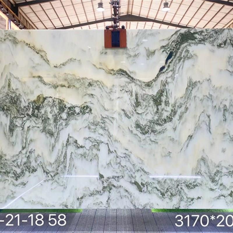 天然玉石背景墙山水画透光汉白玉大理石别墅电视沙发玄关画装饰