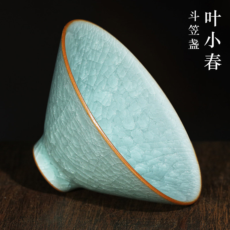 叶小春 龙泉青瓷大师纯手工作品哥窑冰裂纹开片可养茶盏杯主人杯
