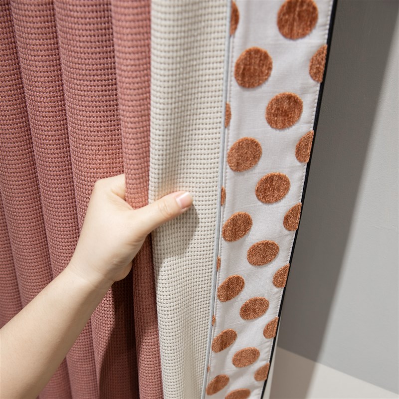 现代简约小清新圆点窗帘纯色棉麻加厚遮光2020新款少女房卧室定制