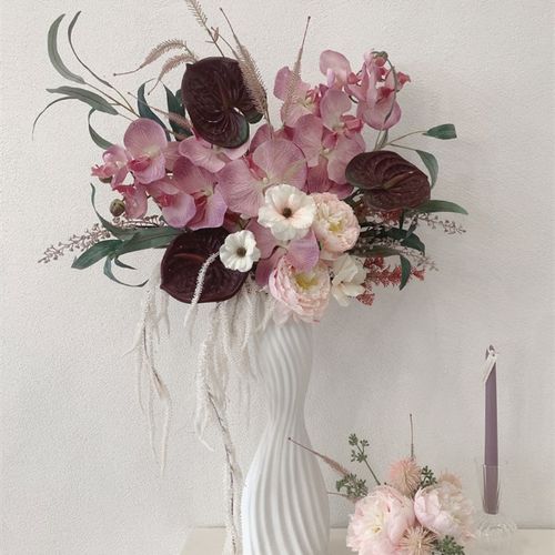 欧式仿真花套装蝴蝶兰花艺 客厅玄关摆放花电视柜装饰假花