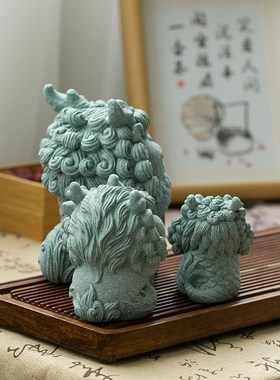 陶怡中式国潮青砂石茶宠石敢当桌面装饰摆件鱼缸造景创意精品送礼