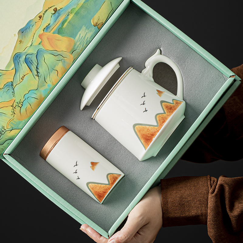 白瓷泡茶杯茶水分离带盖过滤大容量水杯家用办公室茶叶罐定制礼品