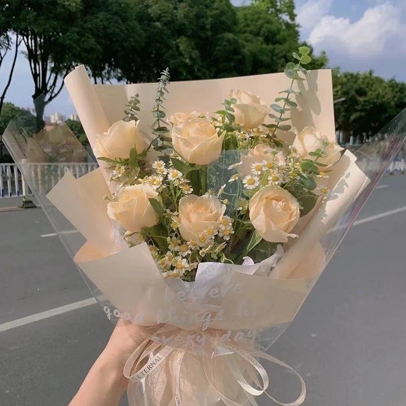 520送女友鲜花花束33朵香槟玫瑰礼盒杭州花店同城速递专人配送