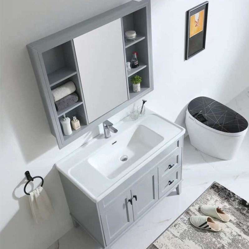 橡木浴室柜陶瓷一体盆现代简约卫生间洗脸盆柜组合小户型洗漱台01