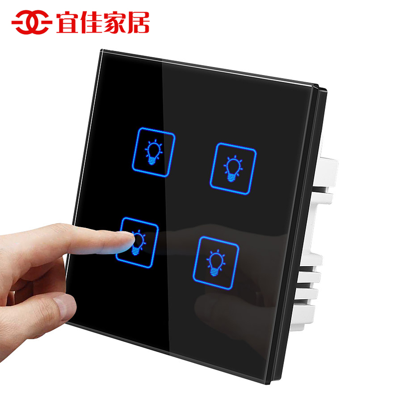 智能家居触摸开关面板8型四开单控家用酒店宾馆电容触摸屏开关