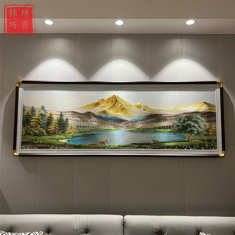 金山聚宝盆刺绣画客厅福禄装饰画沙发背景墙挂画织锦绣苏绣壁画