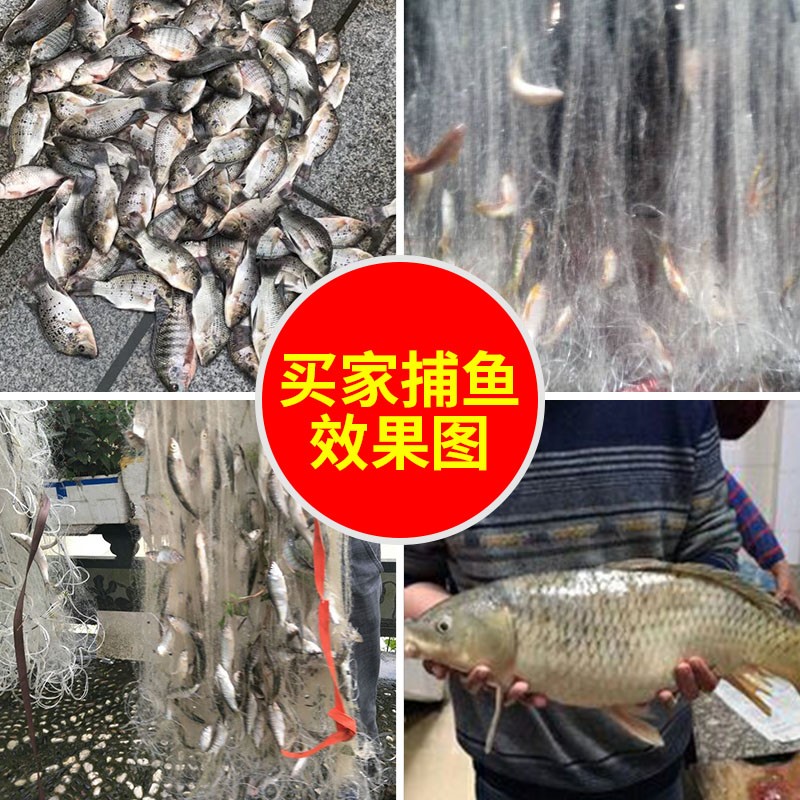 捕鱼网粘网三层丝网沾网小白渔具 拉网100米手工加粗沉网