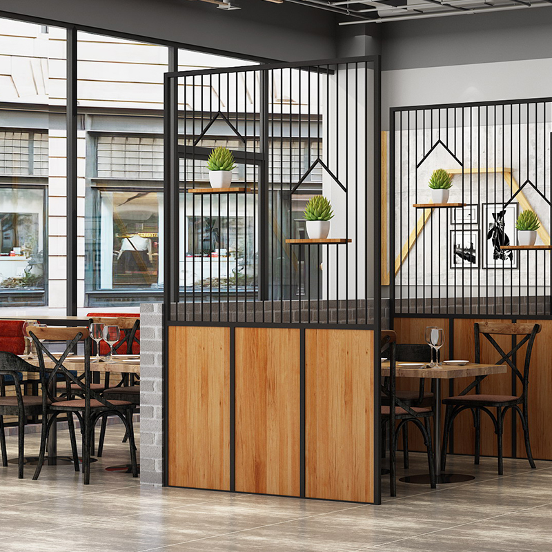 工业风铁艺餐厅装饰墙火锅烧烤饭店卡座隔断包间简约围栏隔墙屏风