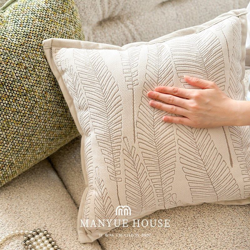 蔓越家 法式客厅燕麦色抱枕靠垫卧室床头靠背腰枕靠枕抱枕套含芯
