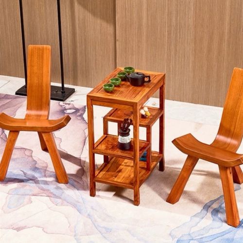 花梨木三脚凳实木茶桌椅组合小户型靠背椅客厅茶水架置物小边几
