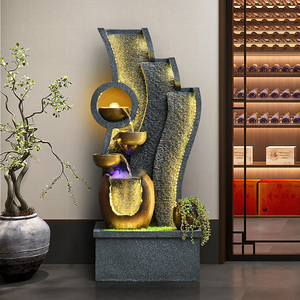 居如家流水摆件喷泉循环水假山景观酒店客厅装饰办公室落地水幕墙