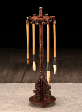 红木工艺品旋转笔挂红酸枝笔笔架毛笔挂架子挂架手饰展示架首饰架