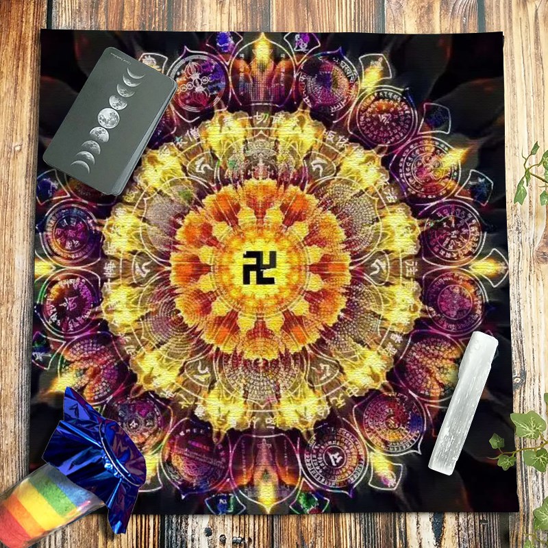 莲花曼陀罗水晶布塔罗牌桌布佛字真言仪式布推牌布桌游背景布定制