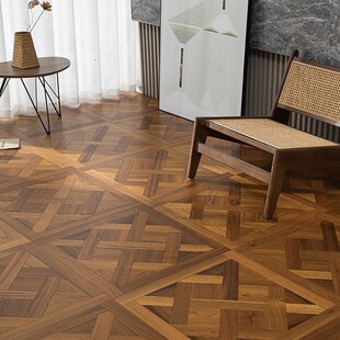 蓝琪佳尔柚木全桦多层实木地板凡尔赛拼花复古ENF环保家用地板