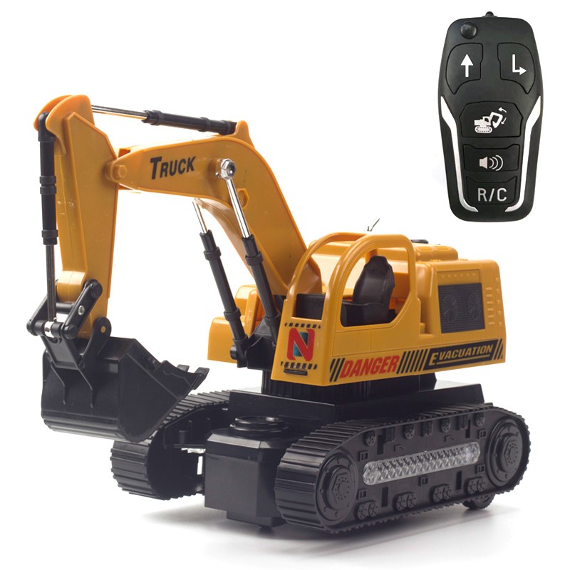 灯光音乐遥控工程车挖土机挖掘机钩机 男孩电动汽车小车