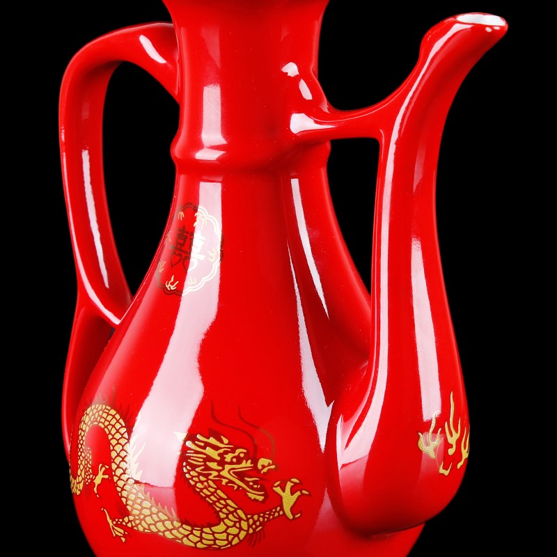 喜连枝  结婚婚庆用品陶瓷敬酒杯复古婚礼龙凤喜字酒壶交杯酒喜杯