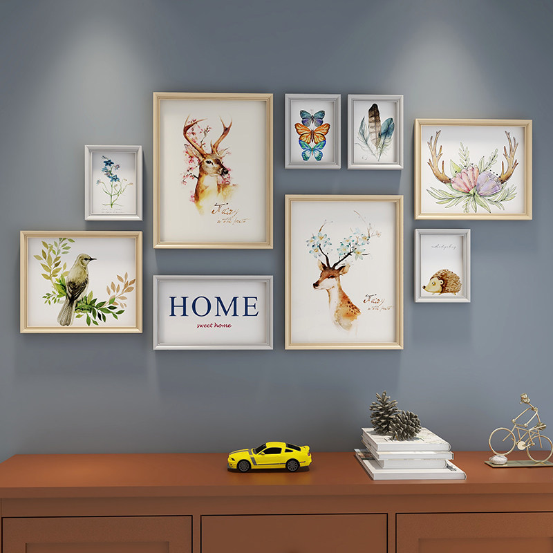 相框装饰画洗照片挂墙实木照片墙组合定制婚纱照画框照片冲印