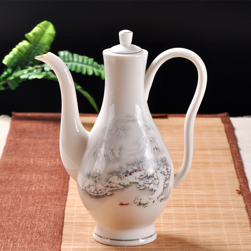 陶瓷酒壶家用分酒器耐高温青花瓷大号倒酒壶酒店餐厅中式烫酒壶