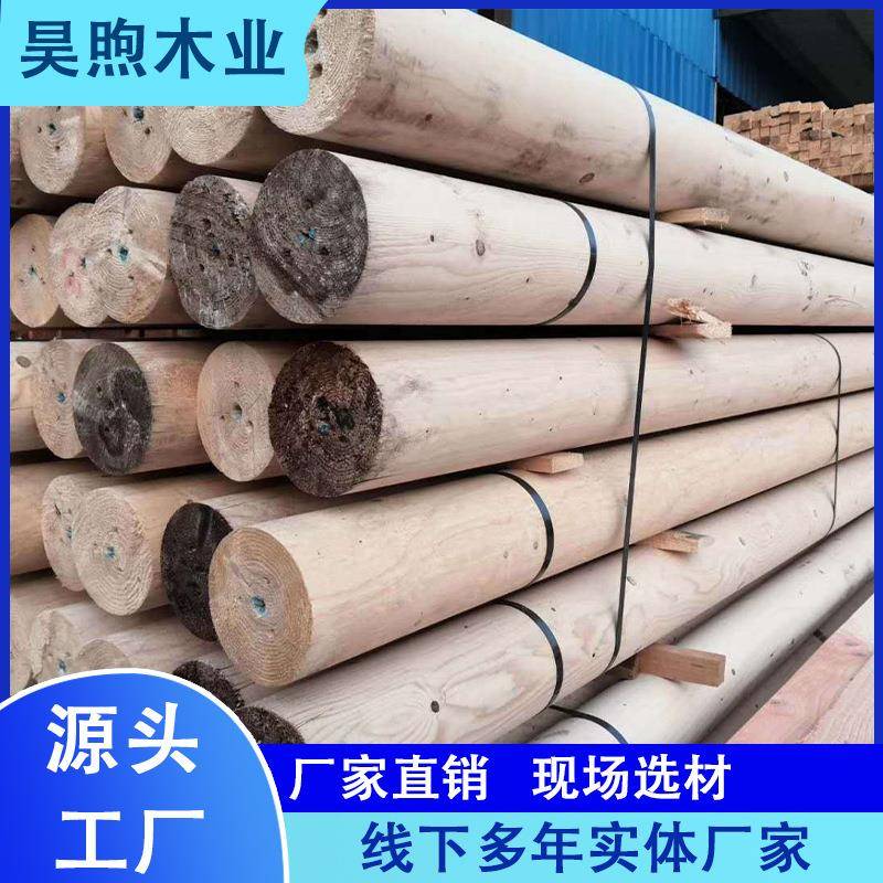 古建防腐木铁杉圆柱铁杉防腐木铁杉圆木铁杉实木仿古木户外