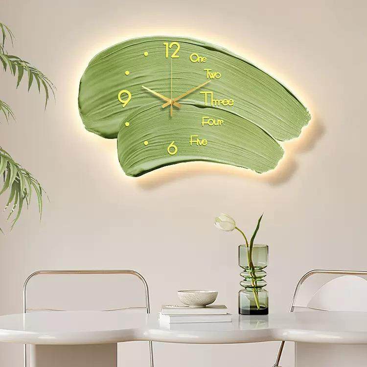 绿色奶油风客厅挂钟肌理感创意时钟挂墙餐厅家用现代简约装饰钟表,鲜花速递/花卉仿真/绿植园艺,割草机/草坪机,淘宝优惠券,粉丝福利购,淘宝优惠卷