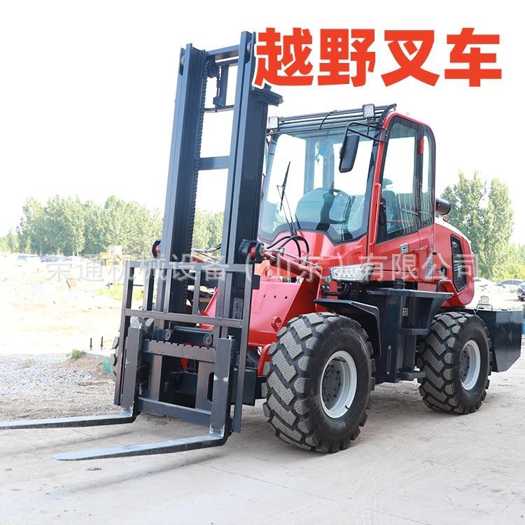 越野叉车四驱3.5吨5吨翻斗装卸搬运堆高工地用运输多功能内燃叉车