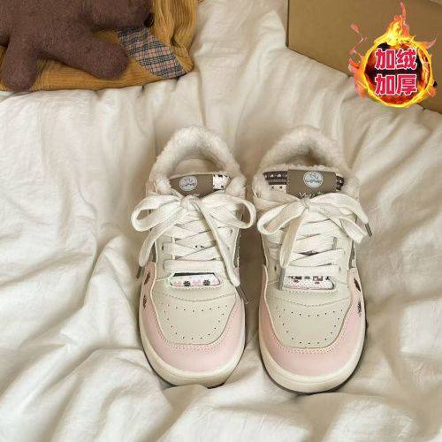 加绒保暖厚底女款小白鞋