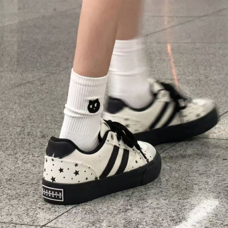 星星韩系厚底帆布板鞋女百搭图片