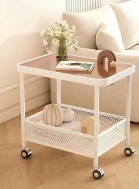 20动25新款沙发边奶油风简约茶几移床头柜UMC室客厅卧可推拉收纳