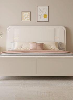现床代简约白色实床奶DMV油风家用主卧双室1木.5米人1.8M婚床可储