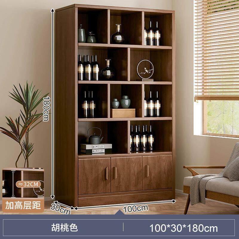 实木酒柜家用客厅置物架展示柜商用简约小型玄关柜靠墙隔断柜酒架