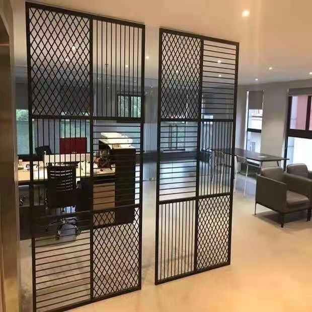 钉制铁艺隔断屏风装饰客厅办公室玄关墙家用卧室挂窗帘分隔墙