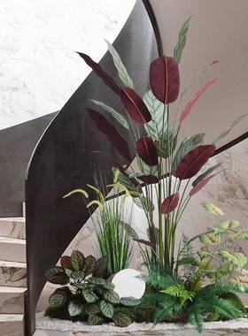 盆仿真植造景观高端轻奢室内入户关WSN落物地仿生假树玄绿植栽组