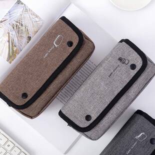 高初中生笔袋0男生量帆布黑大色帅气男孩子款409简约容225新款文