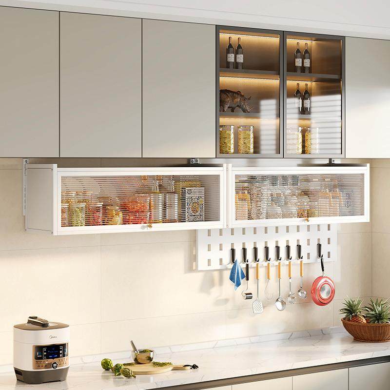 厨房壁挂吊柜调料置物架多用上翻OUI式储物防柜家途用尘带门收纳