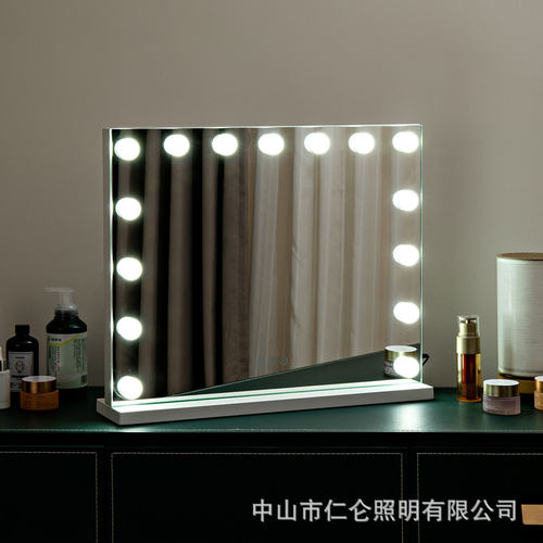 厂家直售化妆镜子带灯泡梳妆台式桌面LED化妆镜好莱坞球泡化妆镜