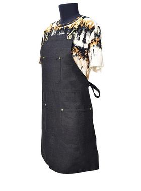 新作款牛围裙可调节仔订与制logo烘焙蛋糕店上班工服交叉KRM带工