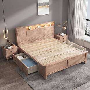 实木床热销榜白tb-72077蜡木全加实木现工厂直销床简代约1米5床垫