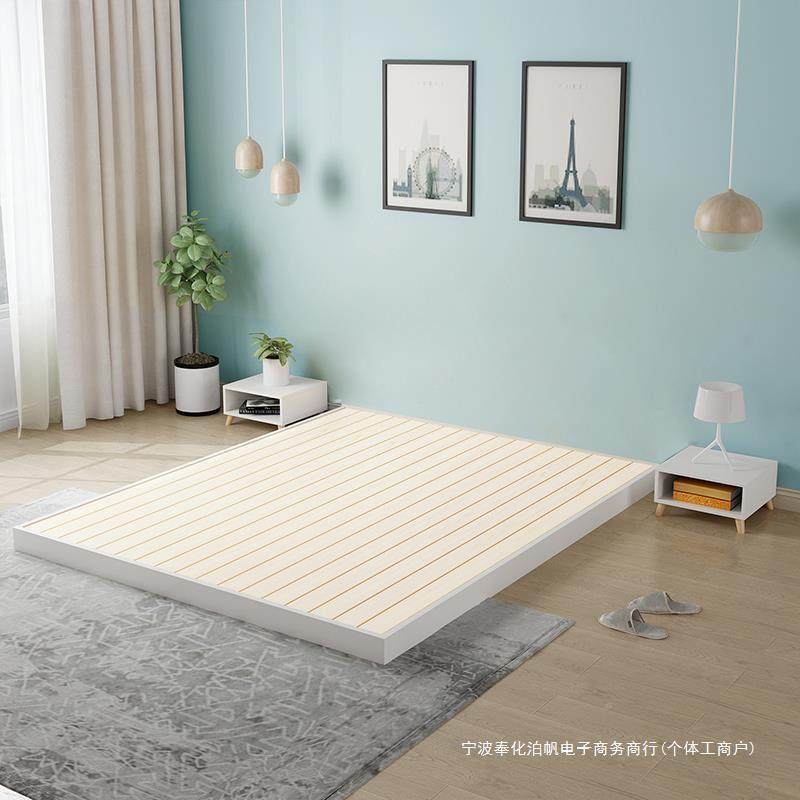 板榻式RSD床8现代简约1.5m1.米实木双人床出租房1米.2单人床榻垒