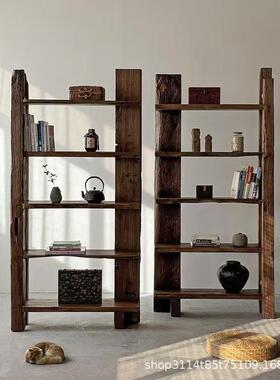 老榆架复古架陈列靠墙实39883木落地客厅置书物架客厅木卧室茶具